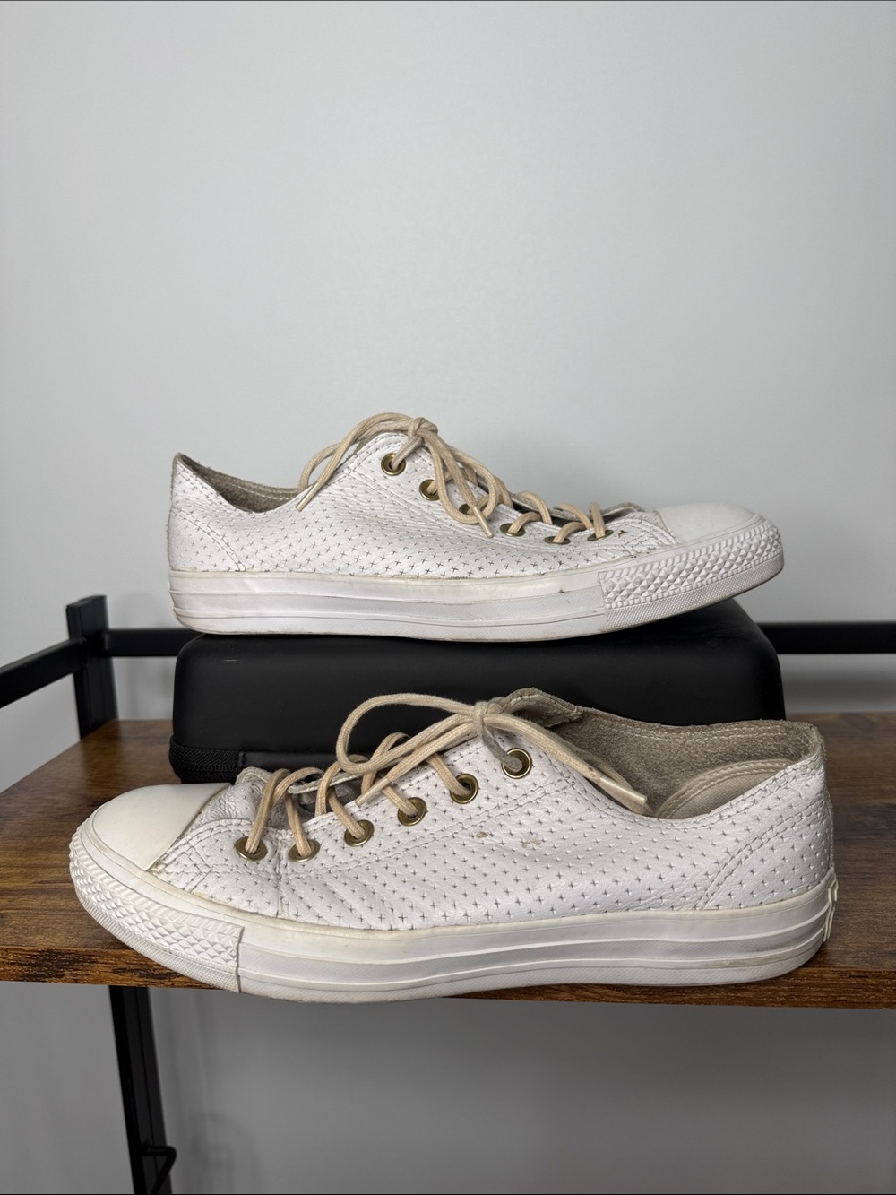 Converse Chuck Taylor All Star Low Top Sneakers in White Perforated Leather